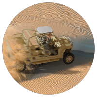Kymeta on army desert vehicle circle
